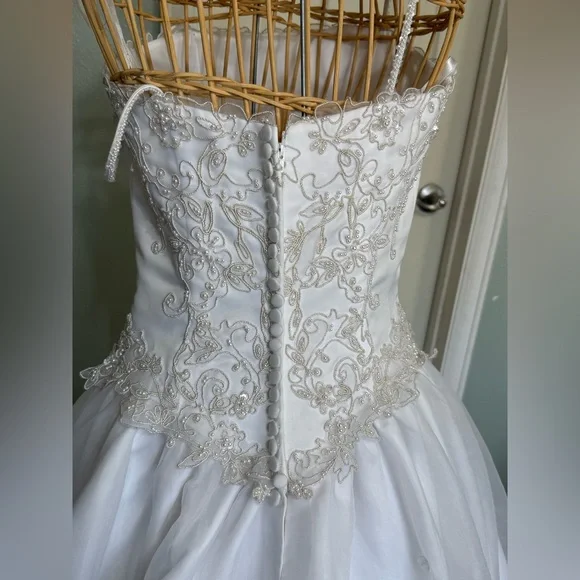 beaded illusion and crepe sheath wedding dress Unique Scoop Beads Sheath/Column Boho Wedding Dress with Slit Bridal Gown QW2334 US16 / As Picture main image 1